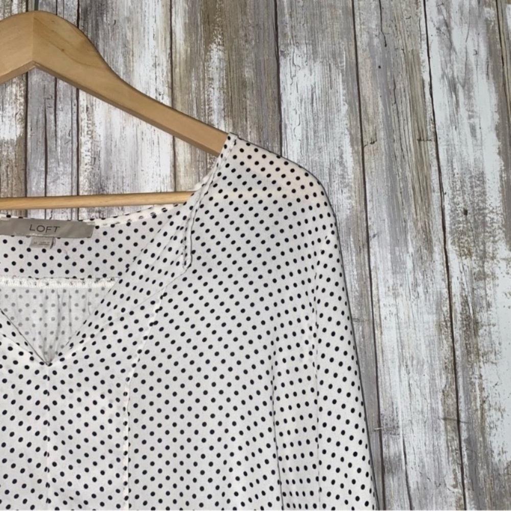 Loft Black & White Polka Dot Blouse - Picture 3 of 4